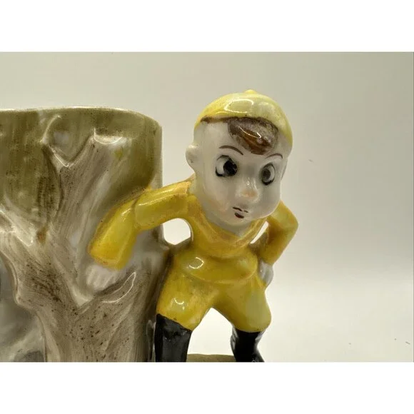 Vintage Made In Japan Planter Boy And Squirrel In A Tree - Picture 3 of 6